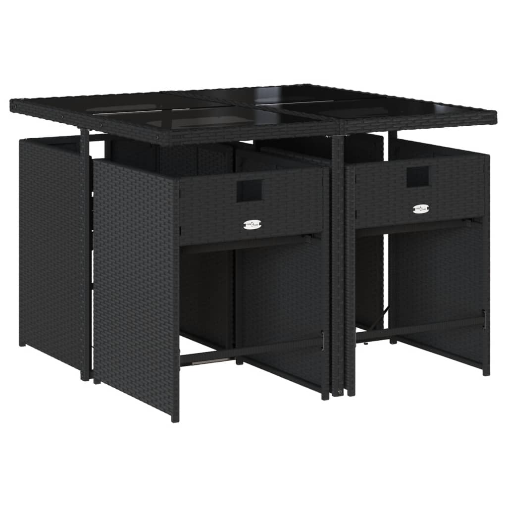 Σετ Τραπεζαρίας Κήπου 5 Τεμαχίων Μαύρο Συνθ. Ρατάν με Μαξιλάρια