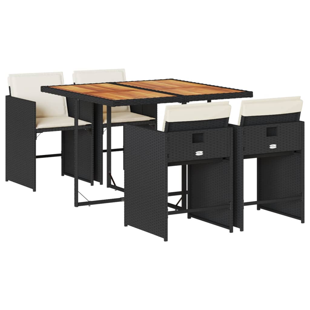 Σετ Τραπεζαρίας Κήπου 5 Τεμαχίων Μαύρο Συνθ. Ρατάν με Μαξιλάρια