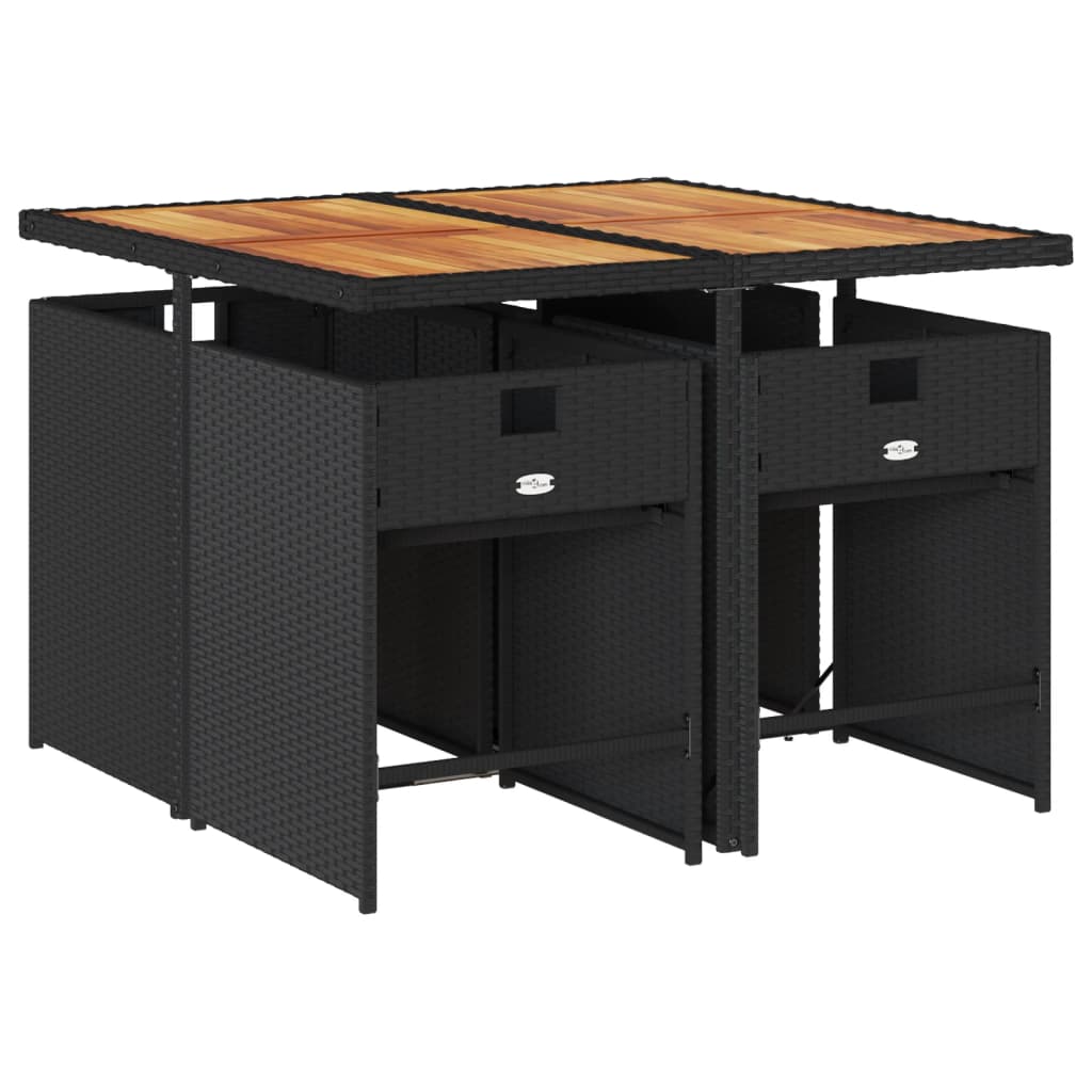 Σετ Τραπεζαρίας Κήπου 5 Τεμαχίων Μαύρο Συνθ. Ρατάν με Μαξιλάρια