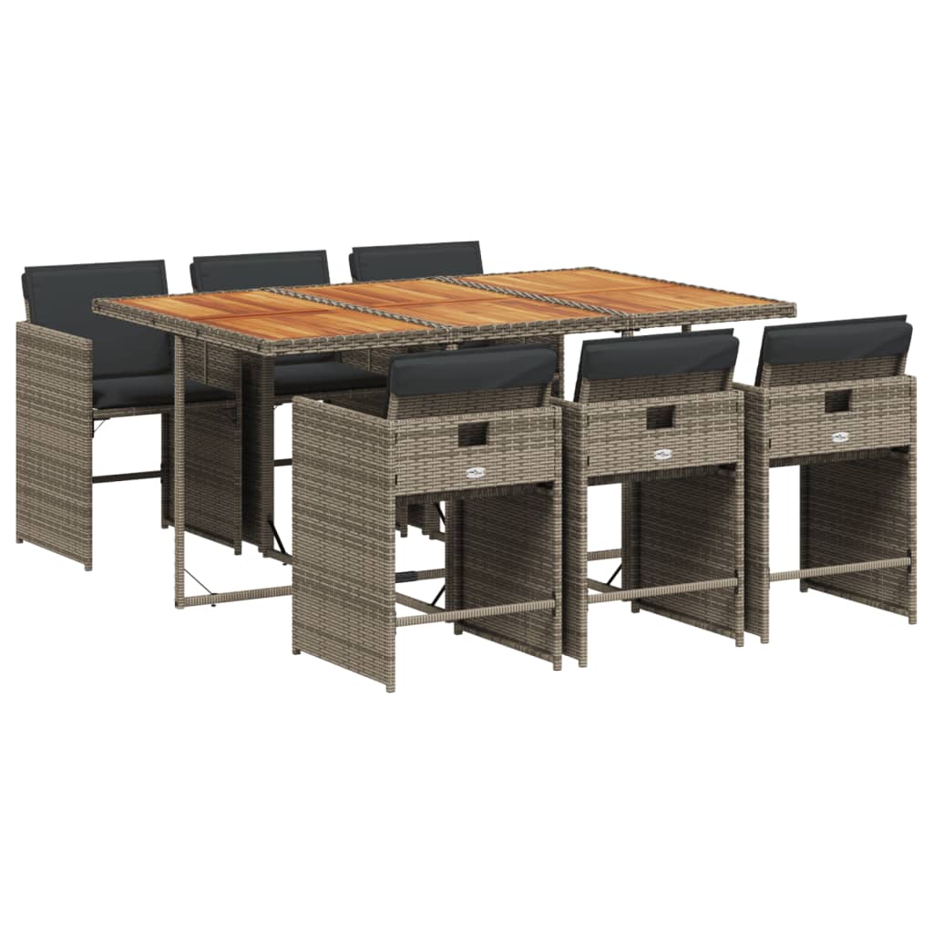 Σετ Τραπεζαρίας Κήπου 7 τεμ. Γκρι Συνθ. Ρατάν με Μαξιλάρια