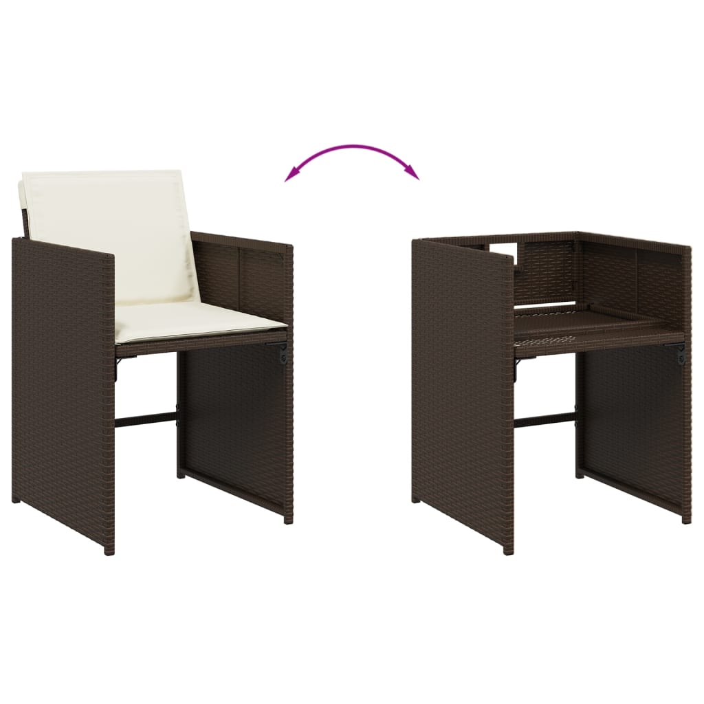 Σετ Τραπεζαρίας Κήπου 9 τεμ. Καφέ Συνθετικό Ρατάν με Μαξιλάρια