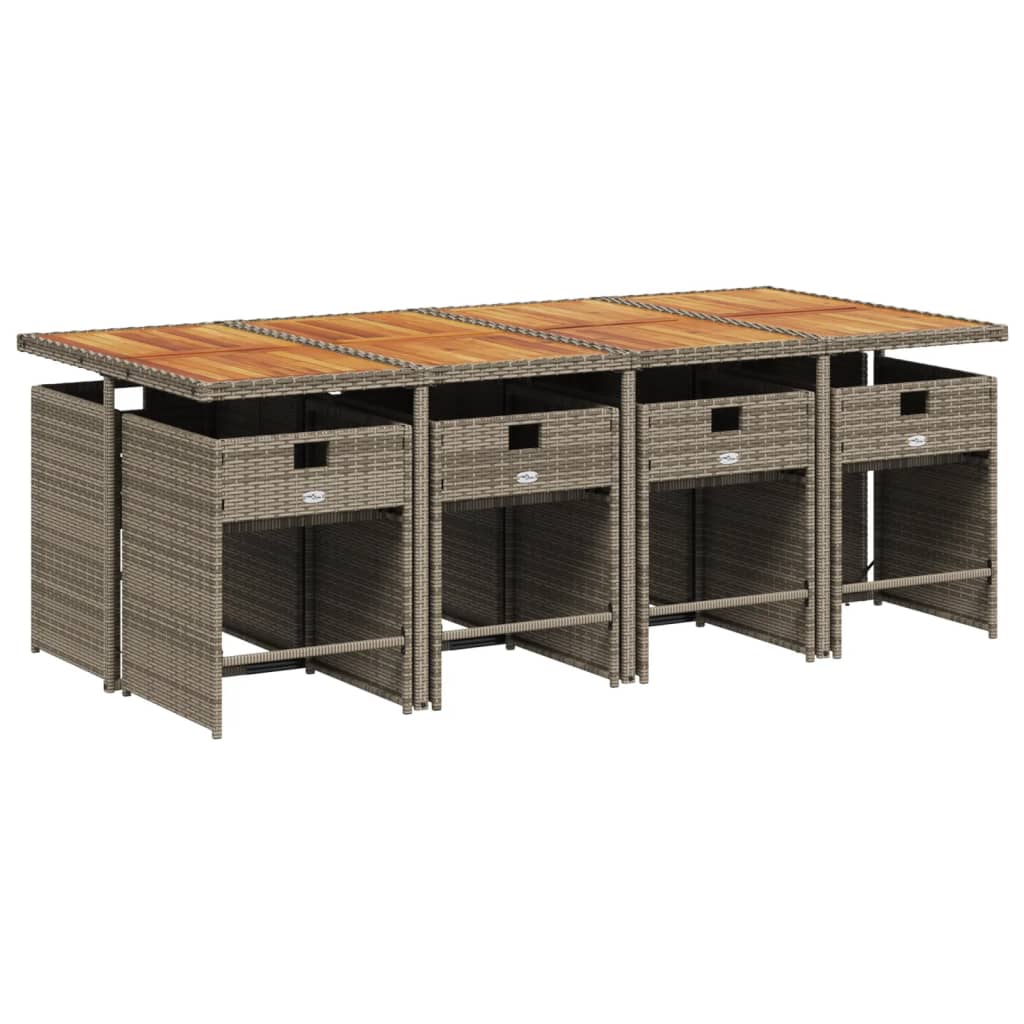 Σετ Τραπεζαρίας Κήπου 9 τεμ. Γκρι Συνθ. Ρατάν με Μαξιλάρια