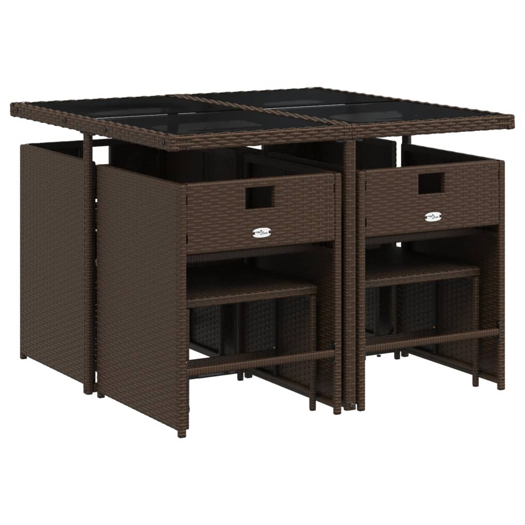 Σετ Τραπεζαρίας Κήπου 9 τεμ. Καφέ Συνθετικό Ρατάν με Μαξιλάρια