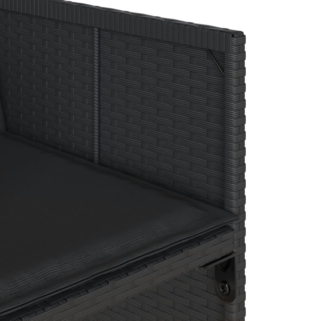 Σετ Τραπεζαρίας Κήπου 11 τεμ Μαύρο από Συνθ. Ρατάν με Μαξιλάρια