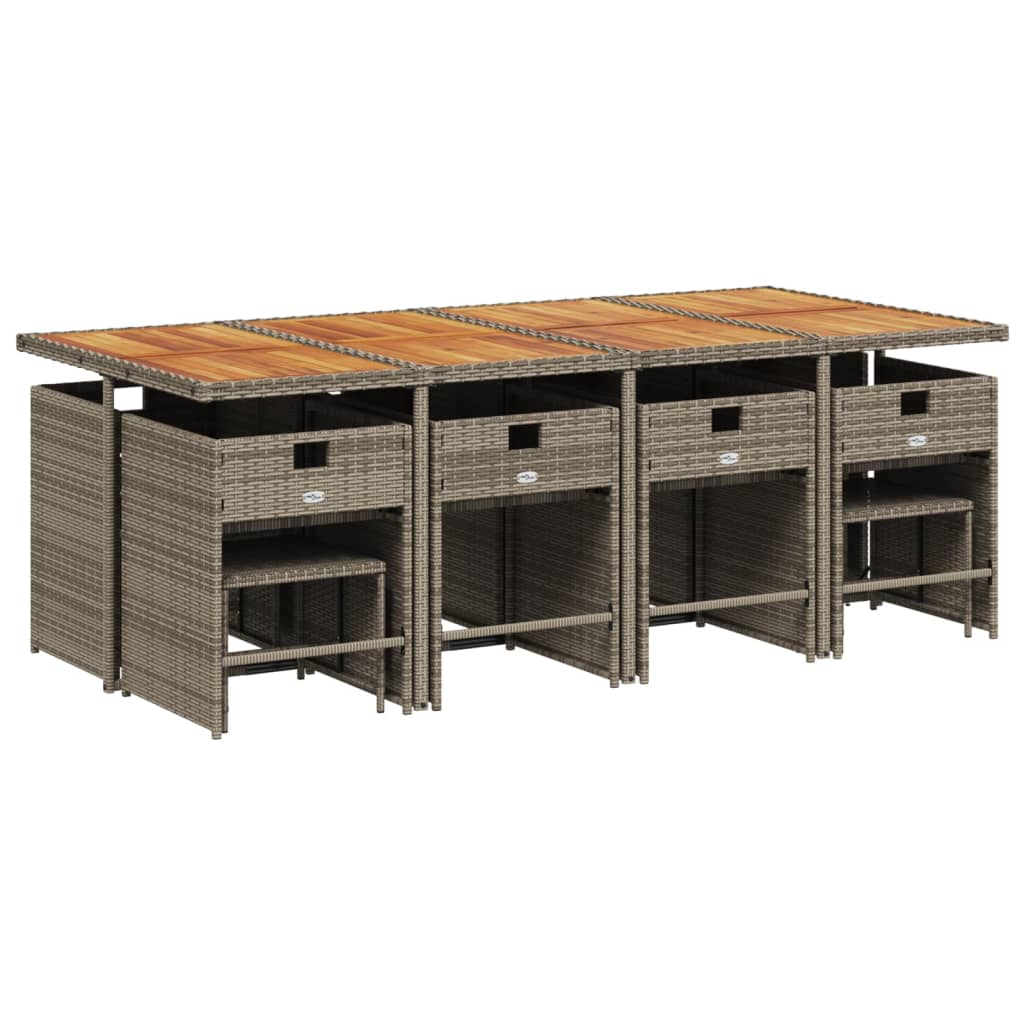 Τραπεζαρία Κήπου 13 Τεμαχίων Γκρι Συνθετικό Ρατάν με Μαξιλάρια