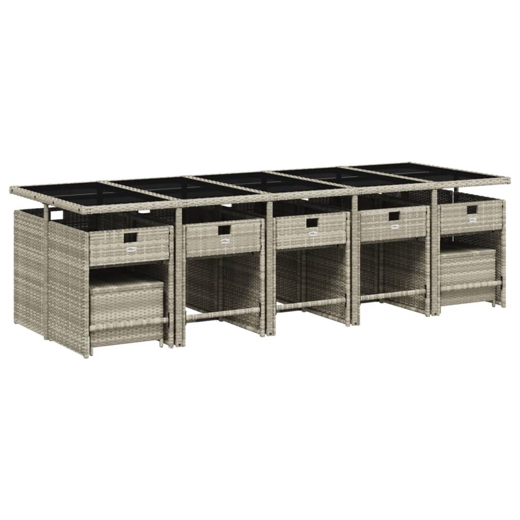 Σετ Τραπεζαρίας Κήπου 15 τεμ. Αν. Γκρι Συνθ. Ρατάν με Μαξιλάρια