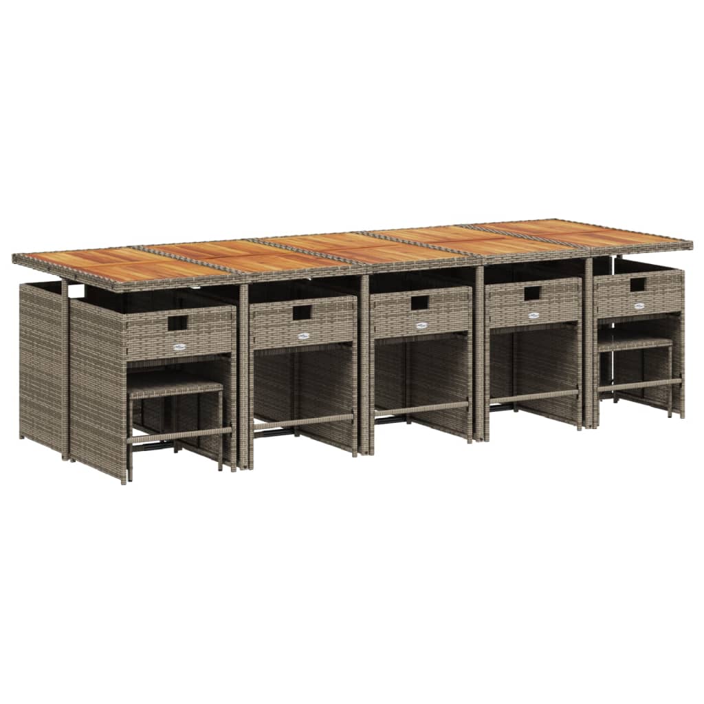 Σετ Τραπεζαρίας Κήπου 15 τεμ. Γκρι Συνθετικό Ρατάν με Μαξιλάρια