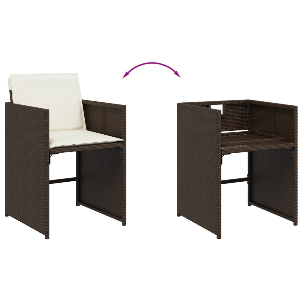 Σετ Τραπεζαρίας Κήπου 9 τεμ. Καφέ Συνθετικό Ρατάν με Μαξιλάρια