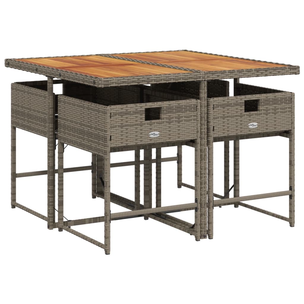 Σετ Τραπεζαρίας Κήπου 5 τεμ. Γκρι Συνθ. Ρατάν με Μαξιλάρια