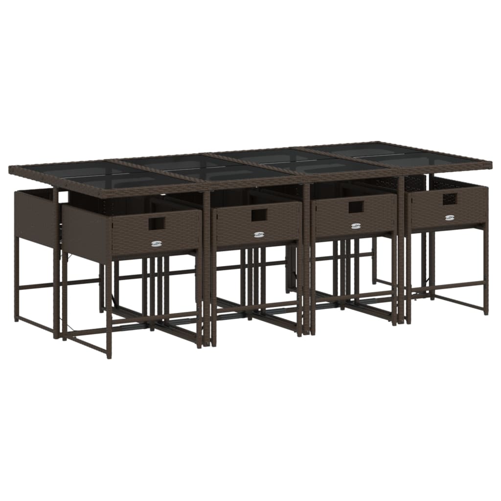 Σετ Τραπεζαρίας Κήπου 9 τεμ. Καφέ Συνθετικό Ρατάν με Μαξιλάρια