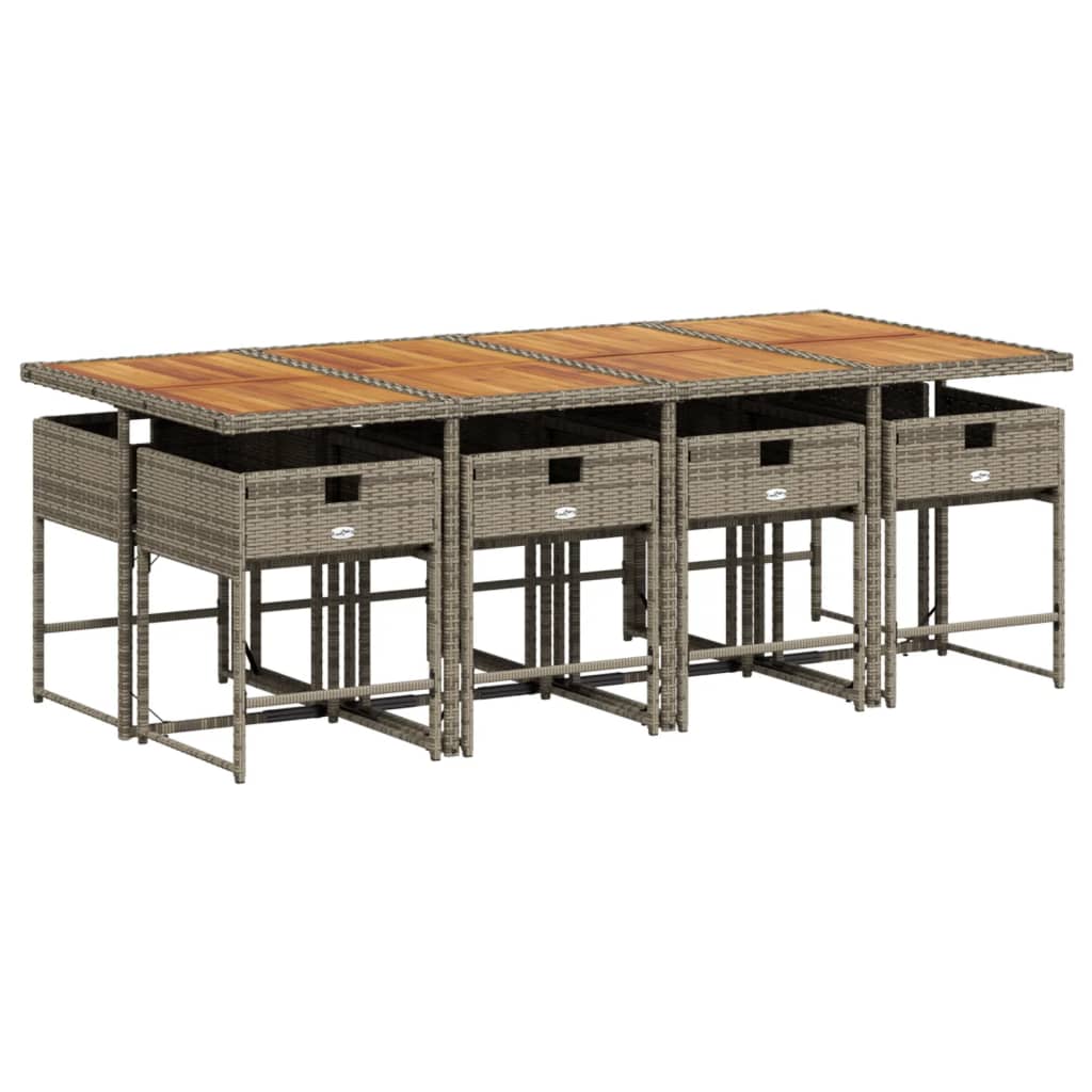 Σετ Τραπεζαρίας Κήπου 9 τεμ. Γκρι Συνθ. Ρατάν με Μαξιλάρια