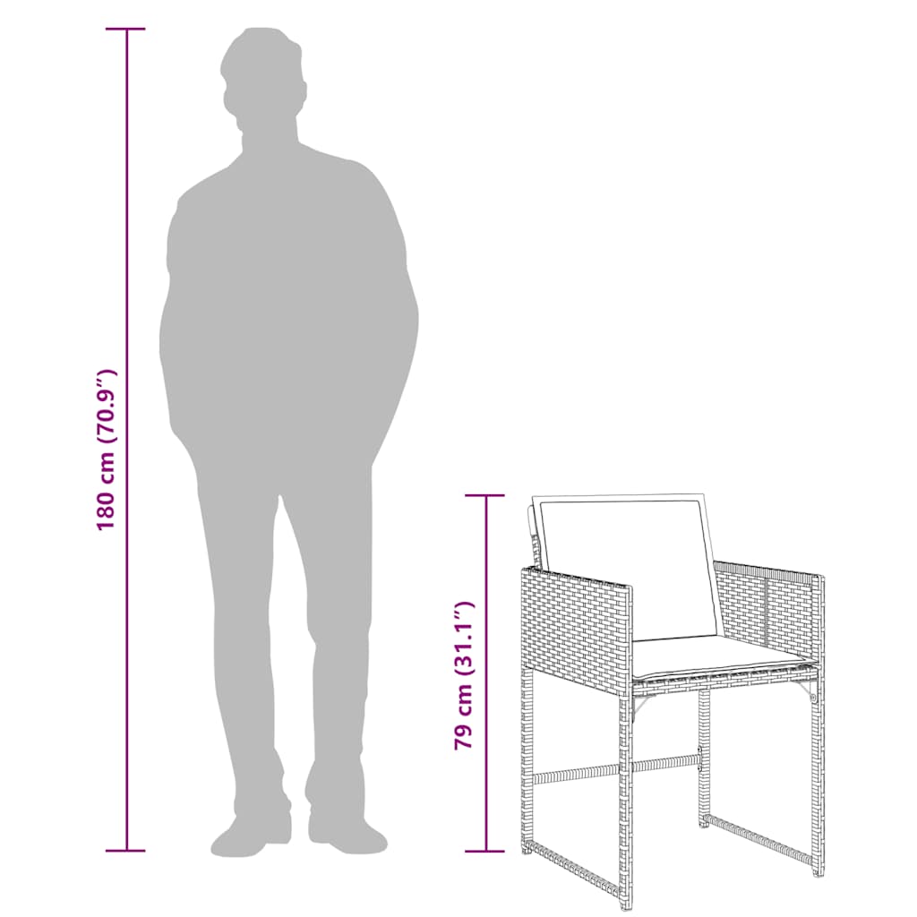 Σετ Τραπεζαρίας Κήπου 9 τεμ. Γκρι Συνθ. Ρατάν με Μαξιλάρια