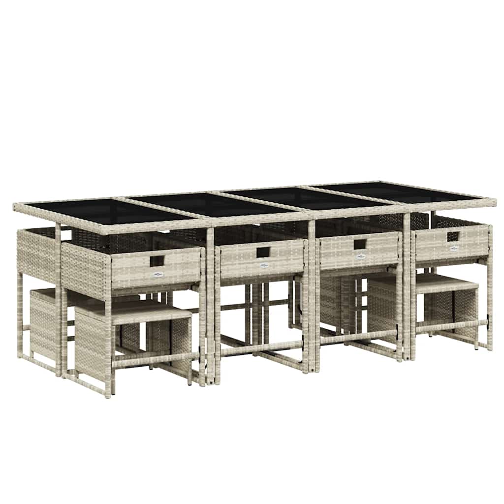 Τραπεζαρία Κήπου 13 Τεμαχίων Γκρι Συνθετικό Ρατάν με Μαξιλάρια