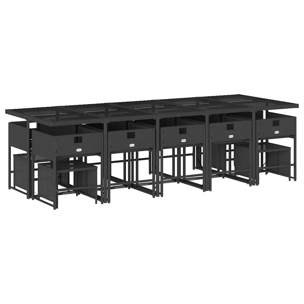 Σετ Τραπεζαρίας Κήπου 15 τεμ Μαύρο από Συνθ. Ρατάν με Μαξιλάρια - Pakobazaar