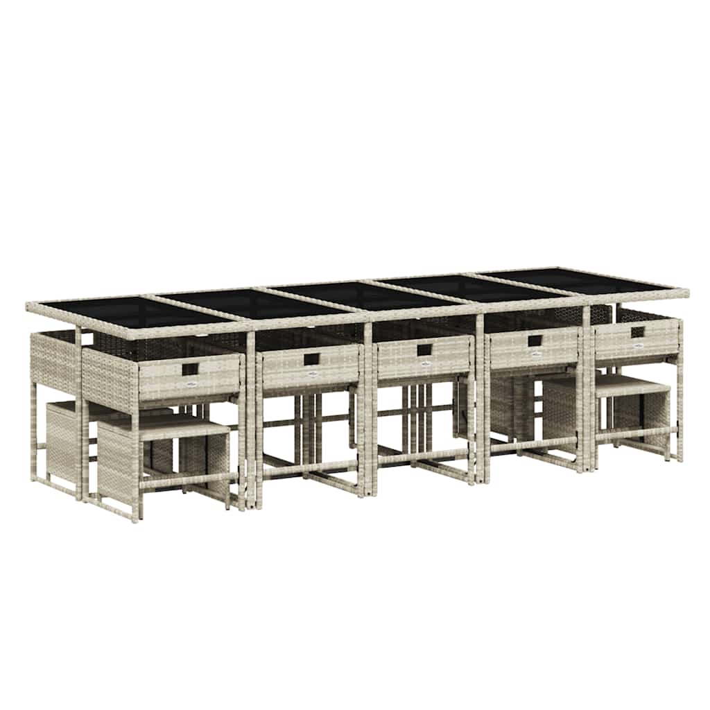 Σετ Τραπεζαρίας Κήπου 15 τεμ. Αν. Γκρι Συνθ. Ρατάν με Μαξιλάρια