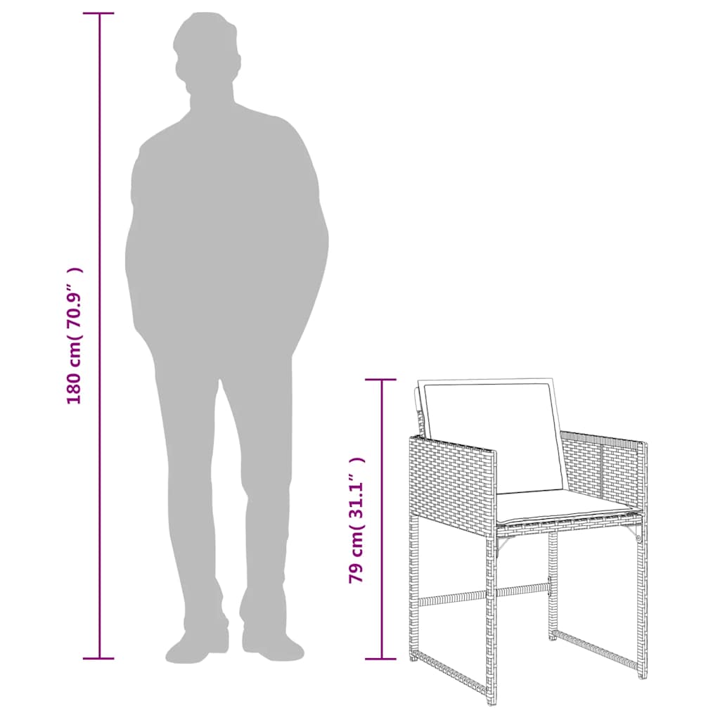 Σετ Τραπεζαρίας Κήπου 17 τεμ Καφέ από Συνθ. Ρατάν με Μαξιλάρια