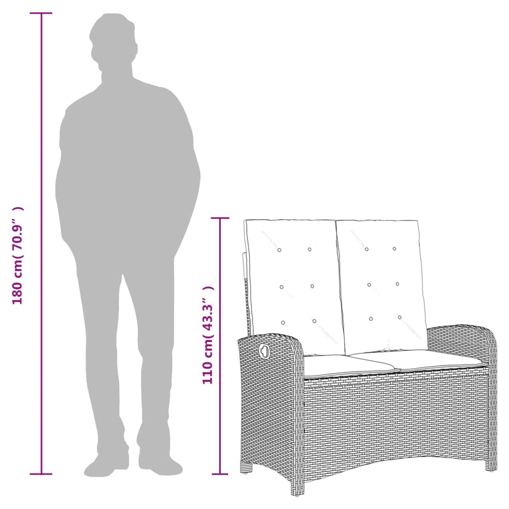 Σετ Τραπεζαρίας Κήπου 2 τεμ. Μπεζ Συνθετικό Ρατάν με Μαξιλάρια