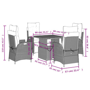 Σετ Τραπεζαρίας Κήπου 5 τεμ. Γκρι Συνθ. Ρατάν με Μαξιλάρια