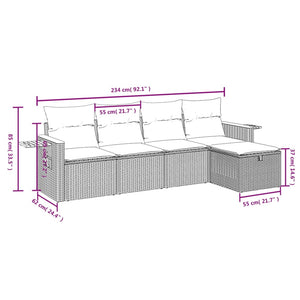 Σετ Καναπέ Κήπου 5 τεμ. Μπεζ Συνθετικό Ρατάν με Μαξιλάρι - Pakobazaar