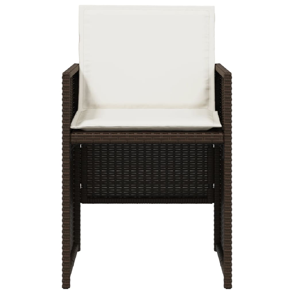 Καρέκλες Κήπου 4 τεμ. Καφέ Συνθ. Ρατάν Μαξιλάρια