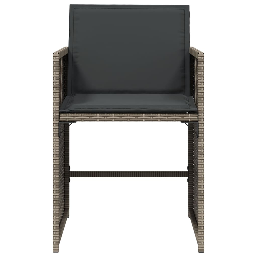 Καρέκλες Κήπου 4 τεμ. Γκρι από Συνθετικό Ρατάν με Μαξιλάρια