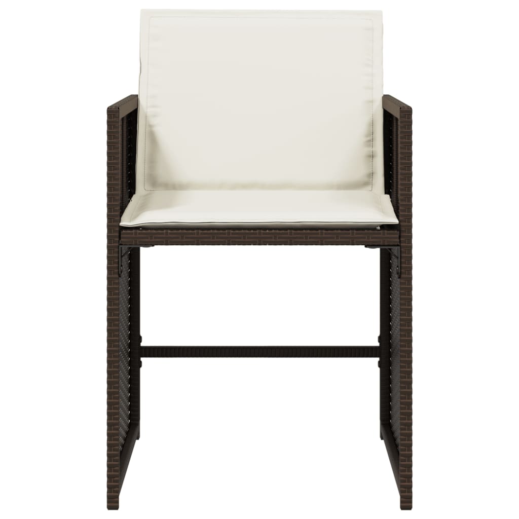 Καρέκλες Κήπου 4 τεμ. Καφέ Συνθ. Ρατάν Μαξιλάρια