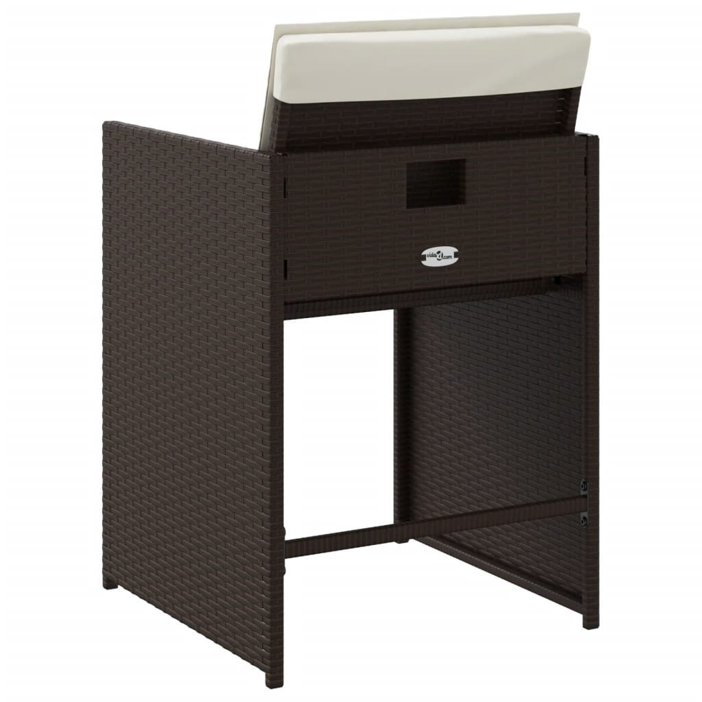 Καρέκλες Κήπου 4 τεμ. Καφέ Συνθ. Ρατάν Μαξιλάρια