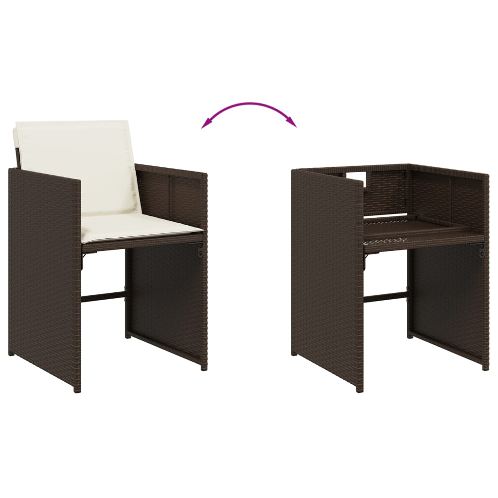 Καρέκλες Κήπου 4 τεμ. Καφέ Συνθ. Ρατάν Μαξιλάρια