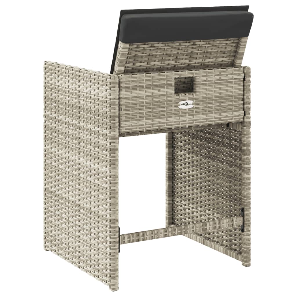 Καρέκλες Κήπου 4 τεμ. Αν. Γκρι από Συνθετικό Ρατάν με Μαξιλάρια