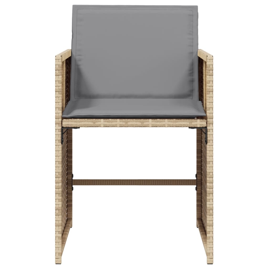 Καρέκλες Κήπου 4 τεμ. Μικτό Μπεζ Συνθετικό Ρατάν με Μαξιλάρια
