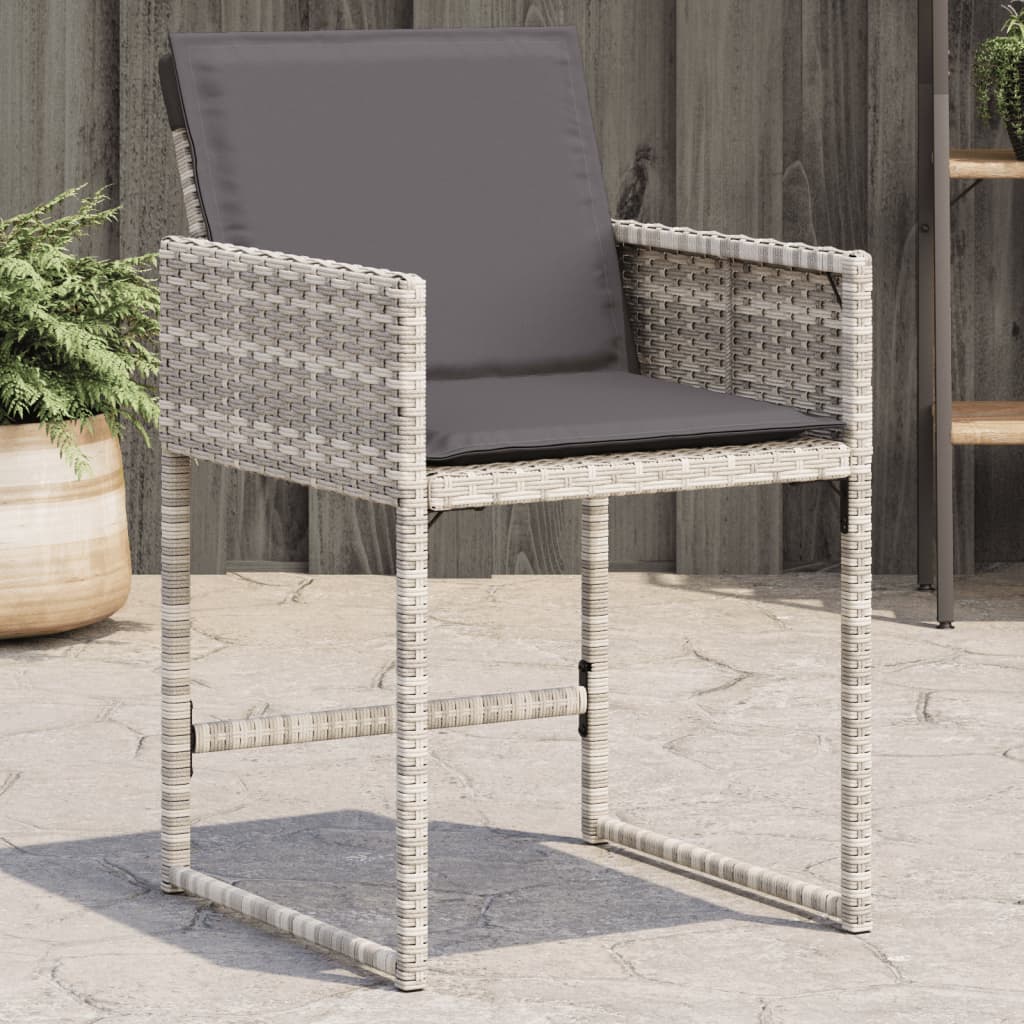 Καρέκλες Κήπου 4 τεμ. Αν. Γκρι από Συνθετικό Ρατάν με Μαξιλάρια - Pakobazaar