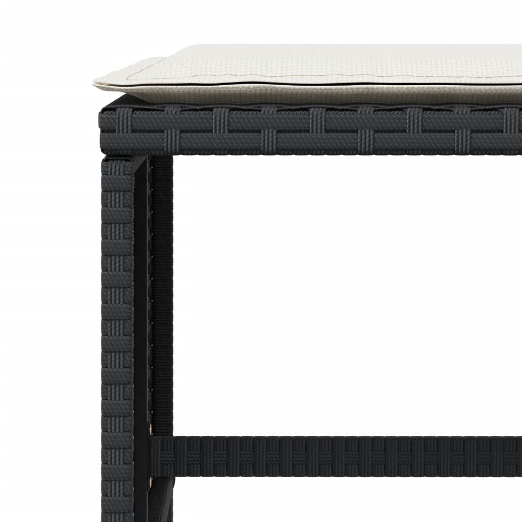 Σκαμπό Κήπου 4 τεμ. Μαύρα 40x40x35 Συνθετικό Ρατάν με Μαξιλάρια