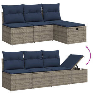 Σετ Καναπέδων Κήπου 9 Τεμαχίων με Μαξιλάρια Γκρι από Συνθετικό Ρατάν - Pakobazaar
