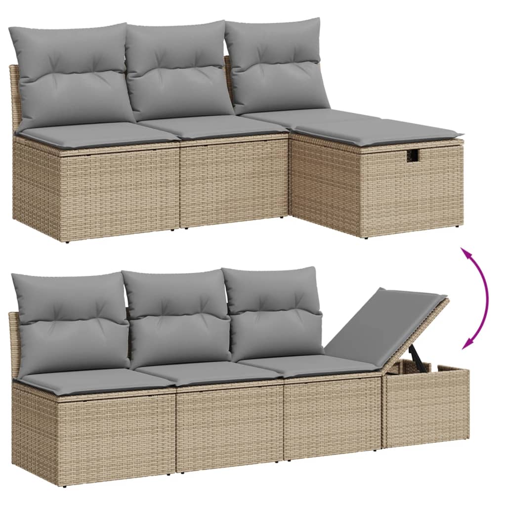 Σαλόνι Κήπου Σετ 8 τεμ. Μπεζ Συνθετικό Ρατάν με Μαξιλάρια - Pakobazaar