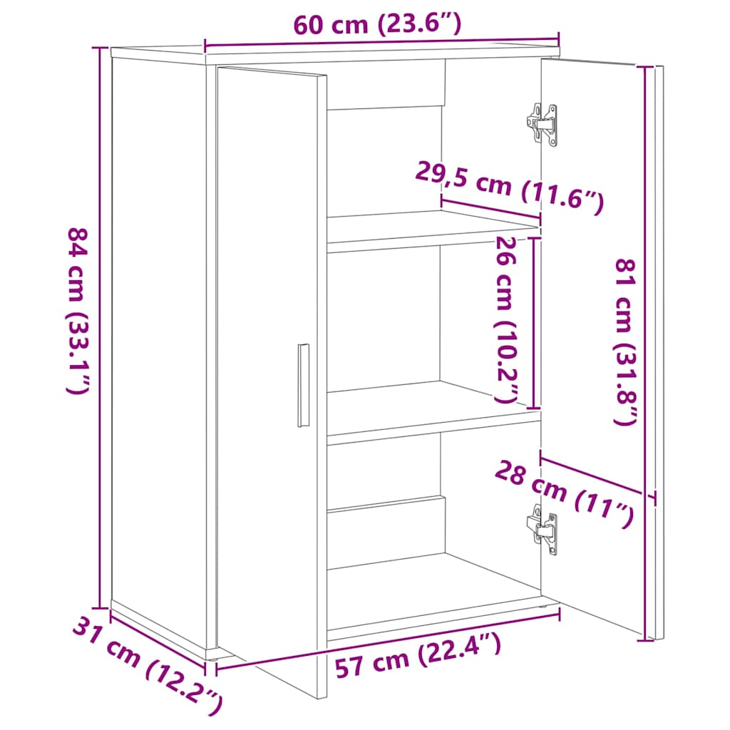 Βοηθητικά Ντουλάπια 2 τεμ. Γκρι Sonoma 60x31x84 εκ. Επεξ. Ξύλο