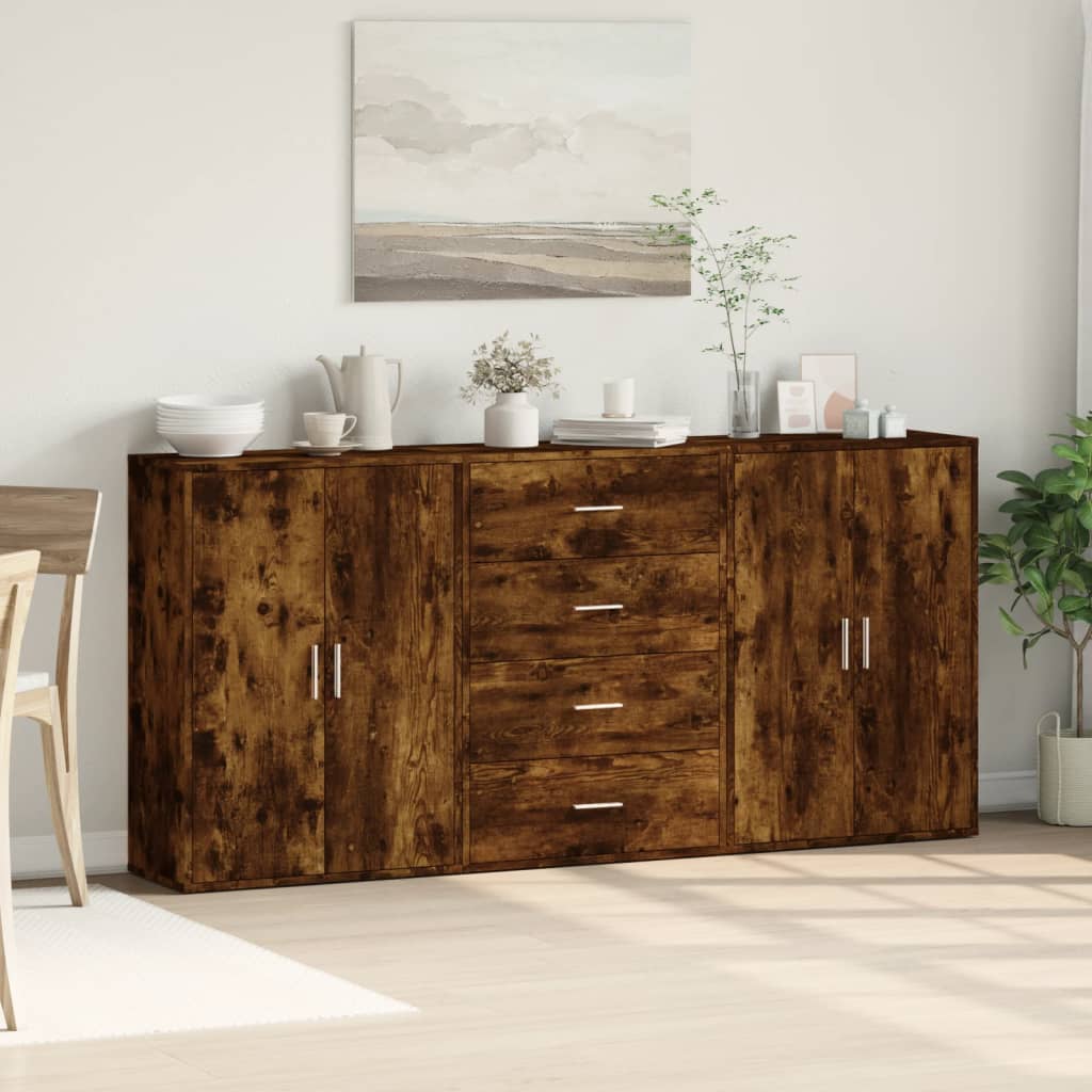 Βοηθητικά Ντουλάπια 3 τεμ. Καπνιστή Δρυς 60x31x84εκ. Επεξ. Ξύλο