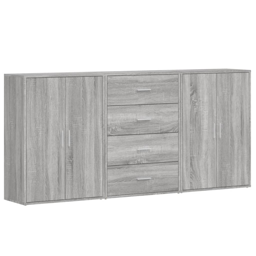 Βοηθητικά Ντουλάπια 3 τεμ. Γκρι Sonoma 60x31x84 εκ. Επεξ. Ξύλο