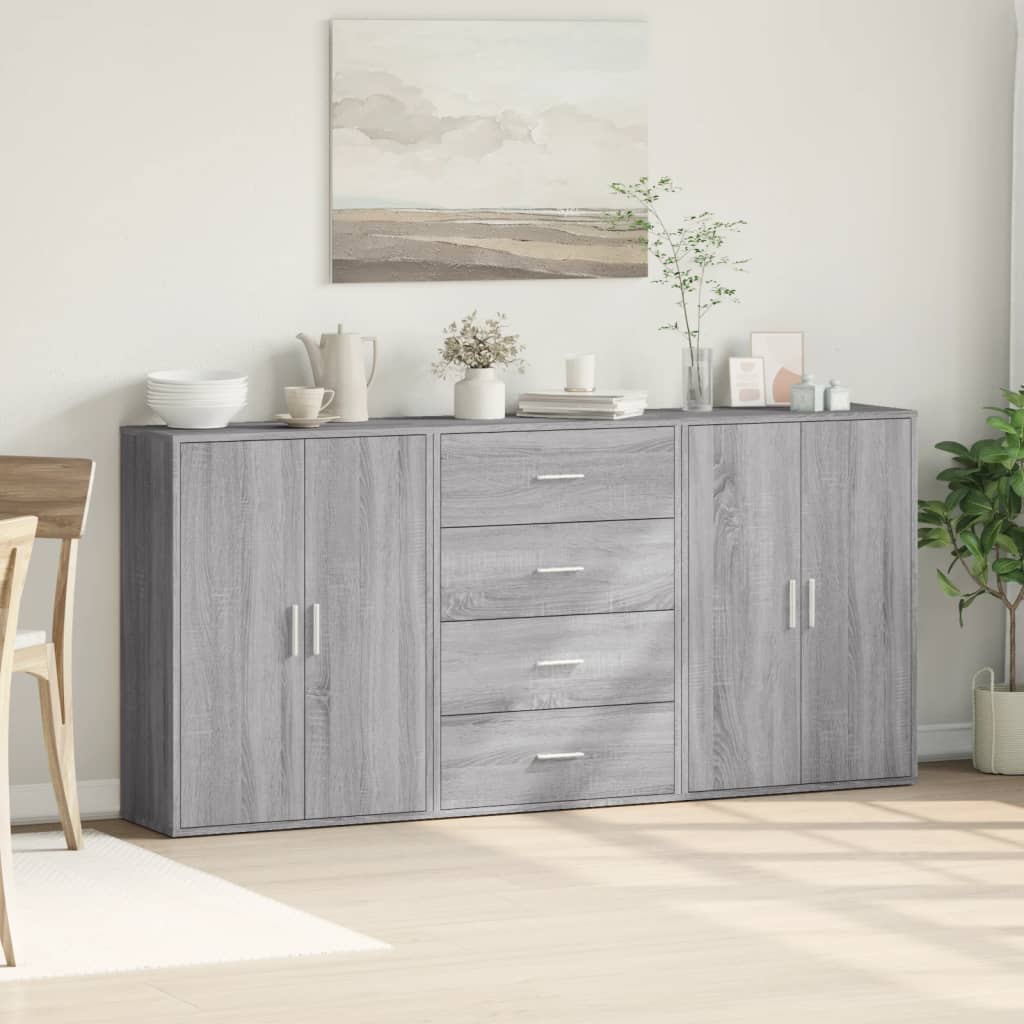 Βοηθητικά Ντουλάπια 3 τεμ. Γκρι Sonoma 60x31x84 εκ. Επεξ. Ξύλο
