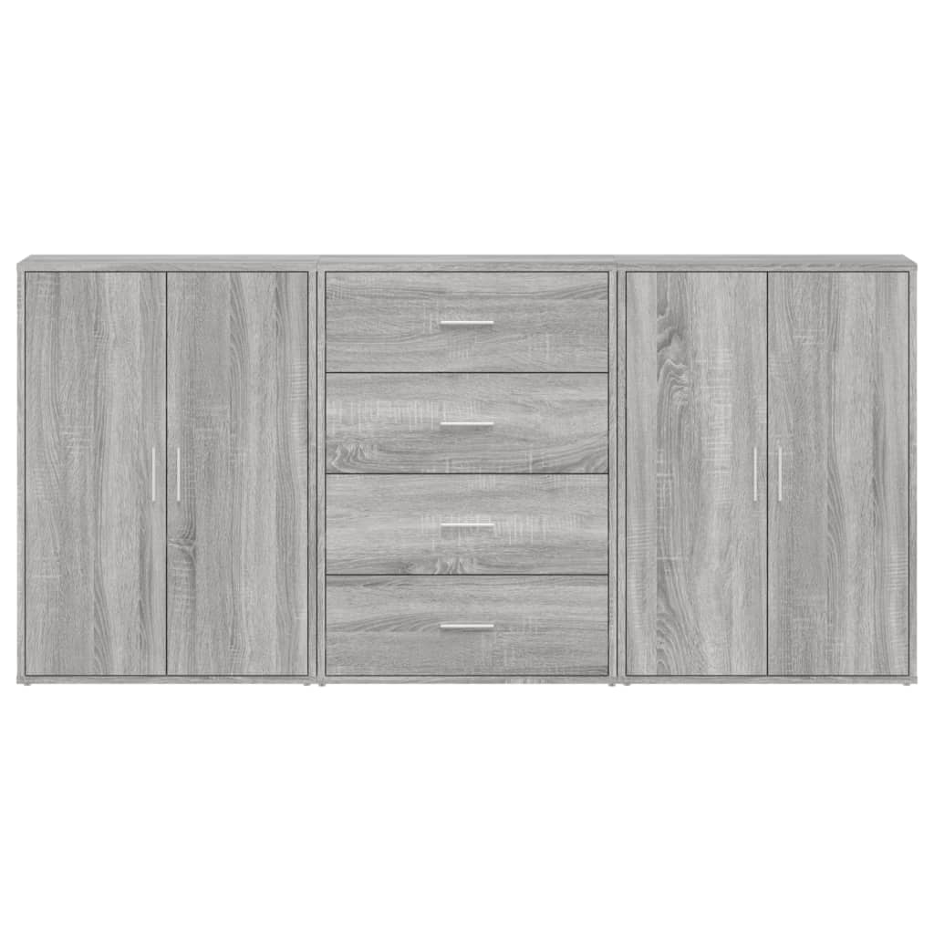 Βοηθητικά Ντουλάπια 3 τεμ. Γκρι Sonoma 60x31x84 εκ. Επεξ. Ξύλο