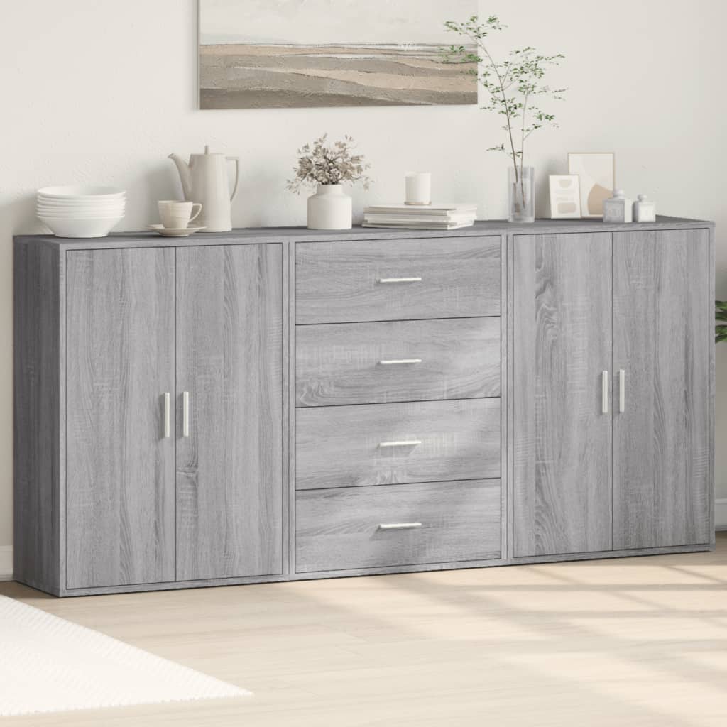 Βοηθητικά Ντουλάπια 3 τεμ. Γκρι Sonoma 60x31x84 εκ. Επεξ. Ξύλο