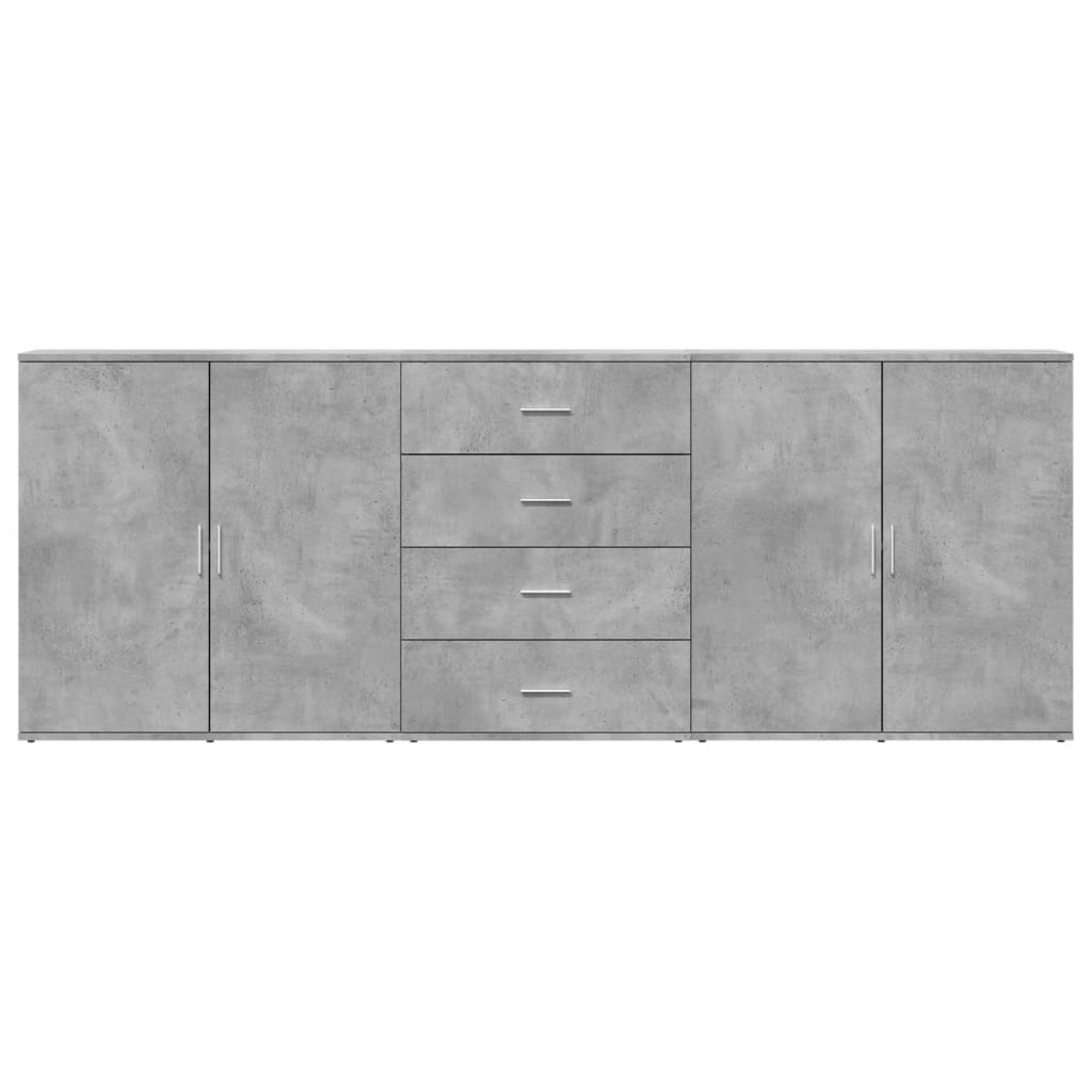 Ντουλάπια 3 τεμ. Γκρι Σκυροδέματος Επεξεργ. Ξύλο