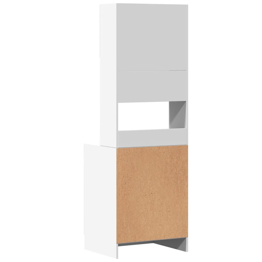 Στήλη Κουζίνας Λευκή 60 x 50 x 180 εκ. από Επεξεργασμένο Ξύλο