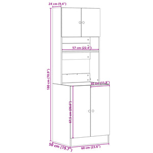 Ντουλάπι Κουζίνας Καπνιστή Δρυς 60x50x180 εκ. Επεξεργ. Ξύλο