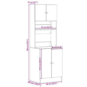 Ντουλάπι Κουζίνας Γκρι sonoma 60x50x180 εκ. Επεξεργ. Ξύλο - Pakobazaar