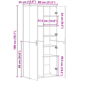 Ντουλάπι Sonoma Δρυς 80x35x180 εκ. από Επεξεργασμένο Ξύλο - Pakobazaar