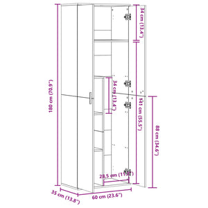 Ντουλάπα Λευκή 60 x 35 x 180 εκ. από Επεξ. Ξύλο - Pakobazaar