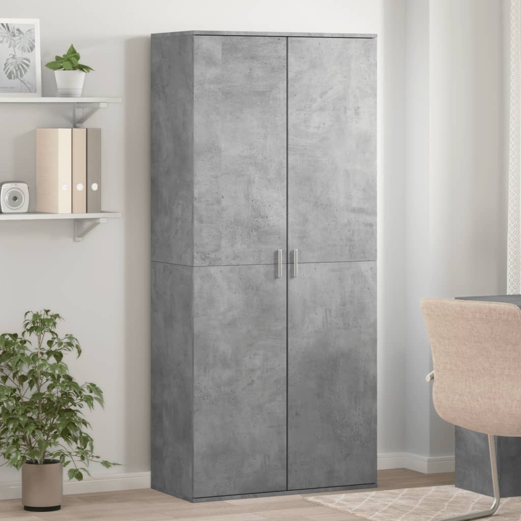 Παπουτσοθήκη Γκρι Σκυροδέματος 80x39x178 εκ. Επεξεργασμένο Ξύλο - Pakobazaar