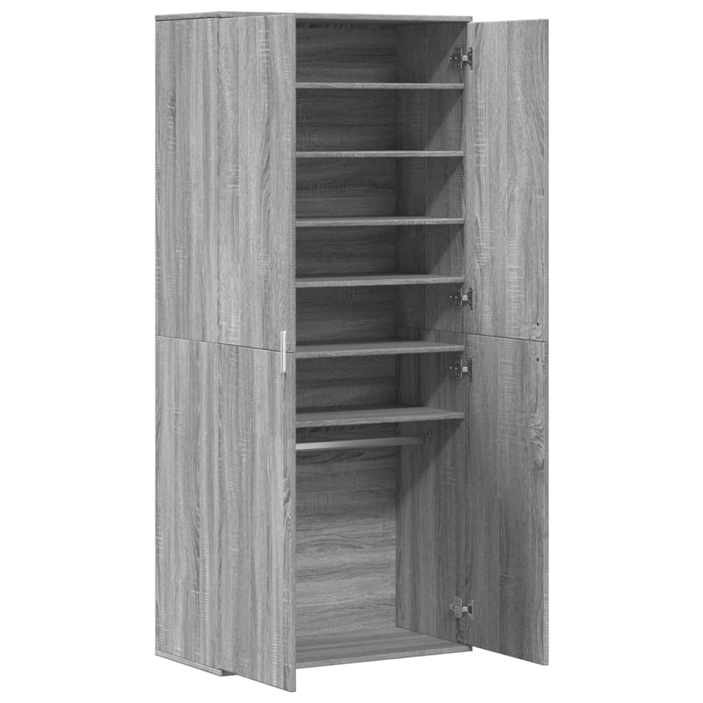 Παπουτσοθήκη Γκρι Sonoma 80x39x178 εκ. από Επεξεργασμένο Ξύλο