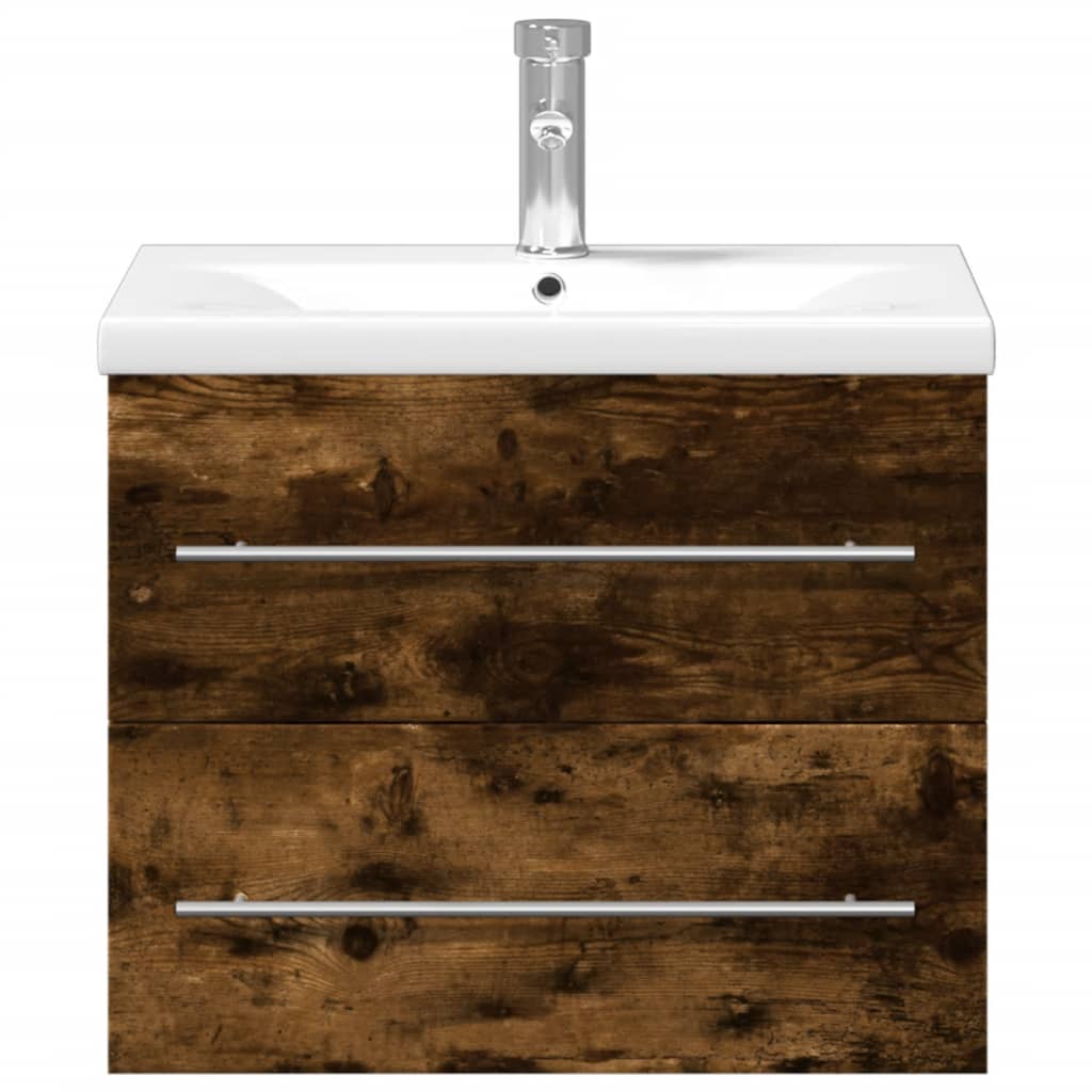 Ντουλάπι Μπάνιου με Ενσωματωμένο Νιπτήρα Καπνιστή Δρυς - Pakobazaar