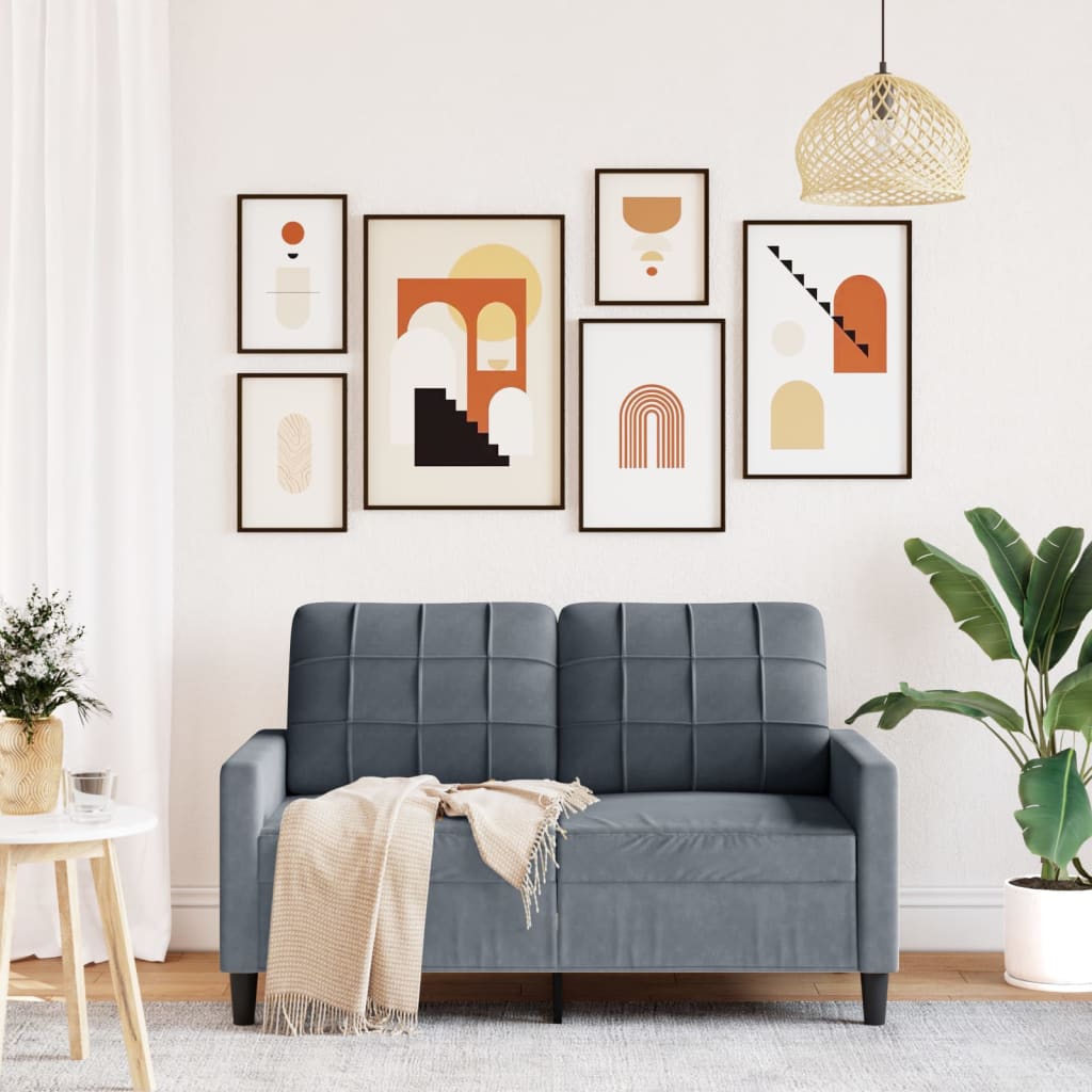 Καναπές Διθέσιος Σκούρο γκρι 120 εκ. Βελούδινος - Pakobazaar